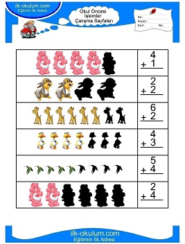 Çocuklar İçin toplam işlemi yaprak testleri 